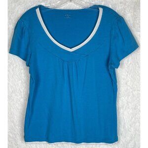 St. John's Bay Medium Blue Short Sleeve Shirt Layered Look 100% Cotton